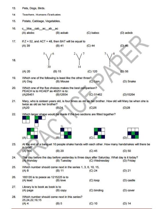 Presidency college sample question paper
