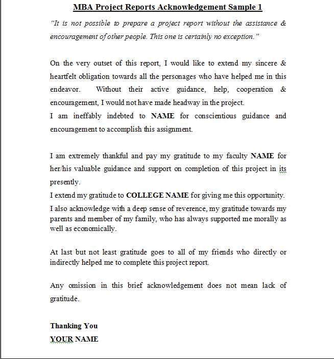 Acknowledgement for thesis project