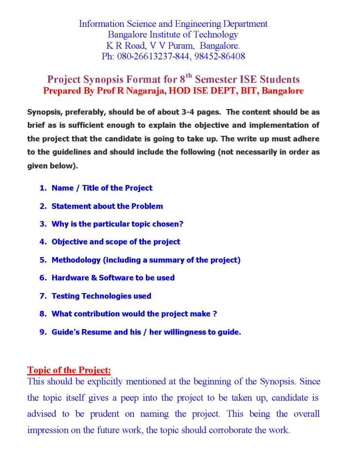 How to write synopsis for a project