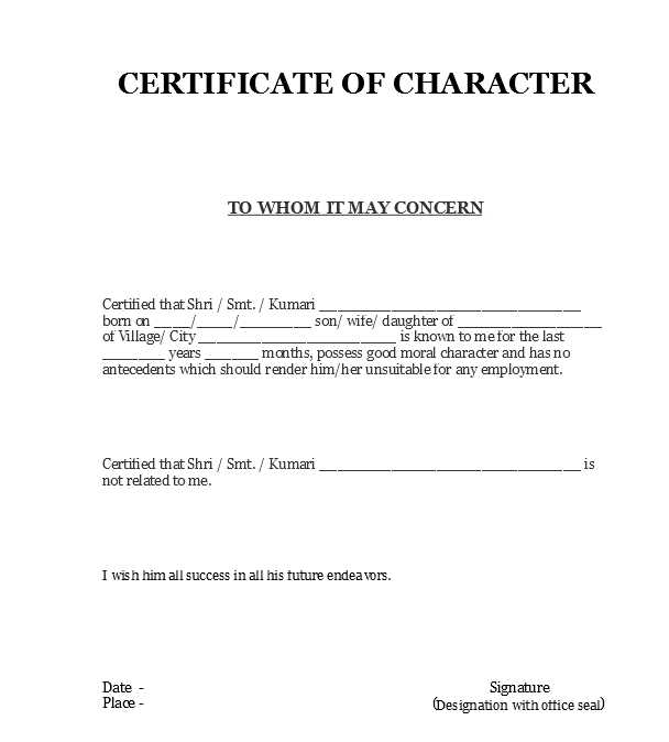 How to write a application for character certificate