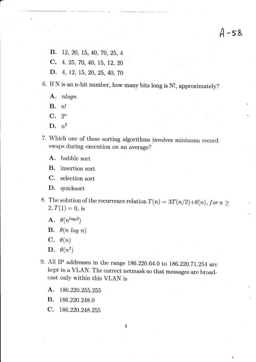 iit phd entrance exam question paper for computer science