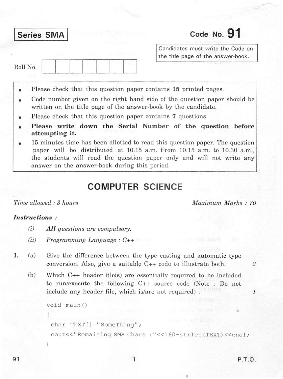 computer science specimen paper 2023
