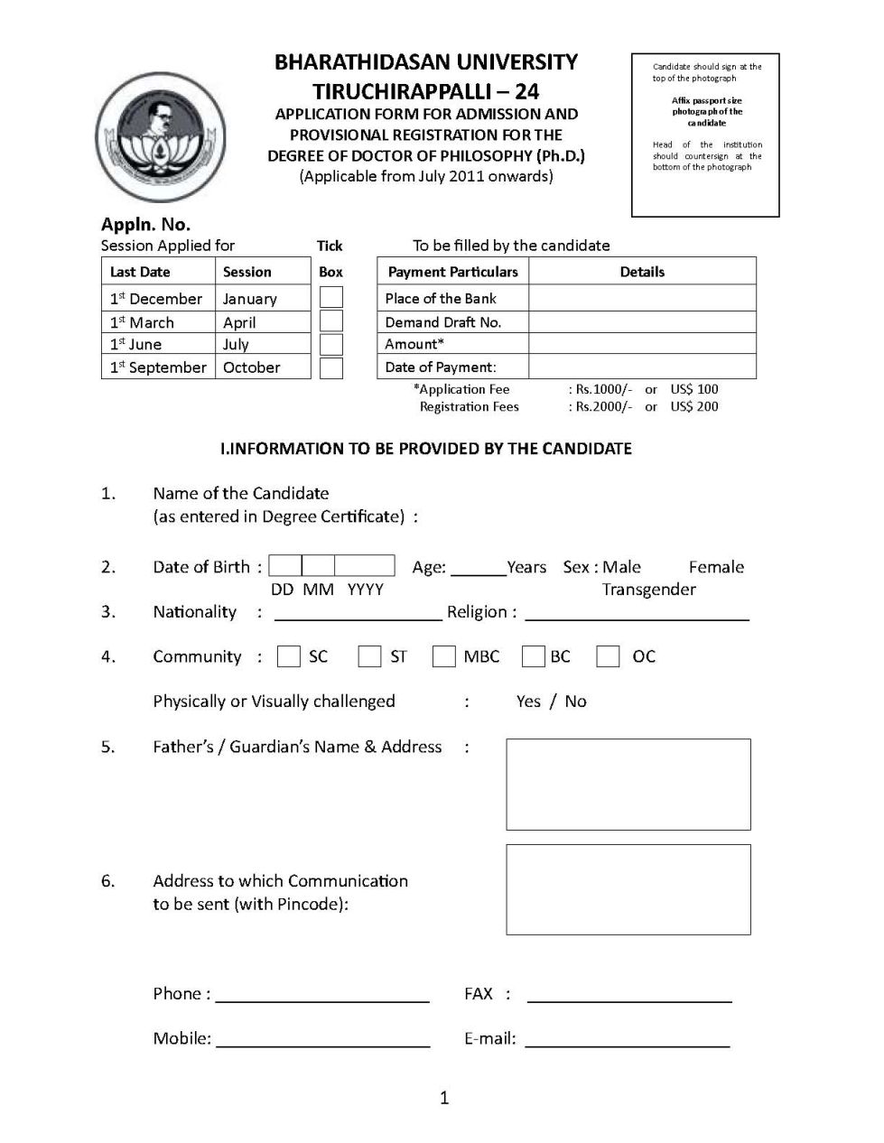 phd application form 2024