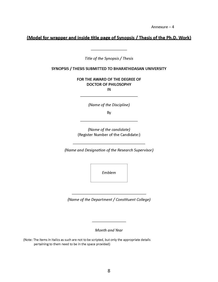 bharathidasan university m.phil dissertation submission form