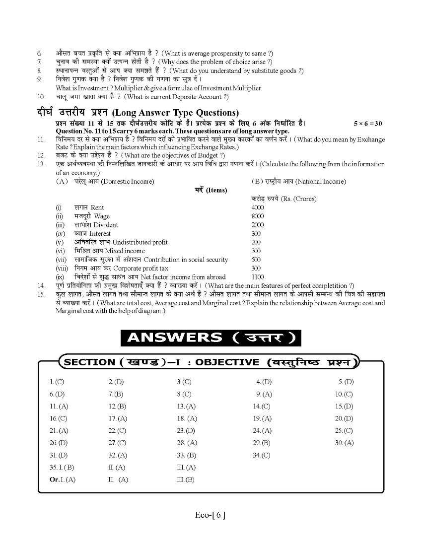 Bihar school examination board model question paper 2023 2024 Student