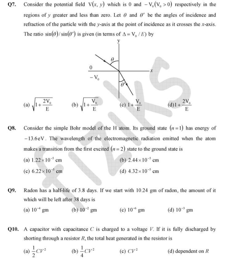phd physics entrance question papers with answers