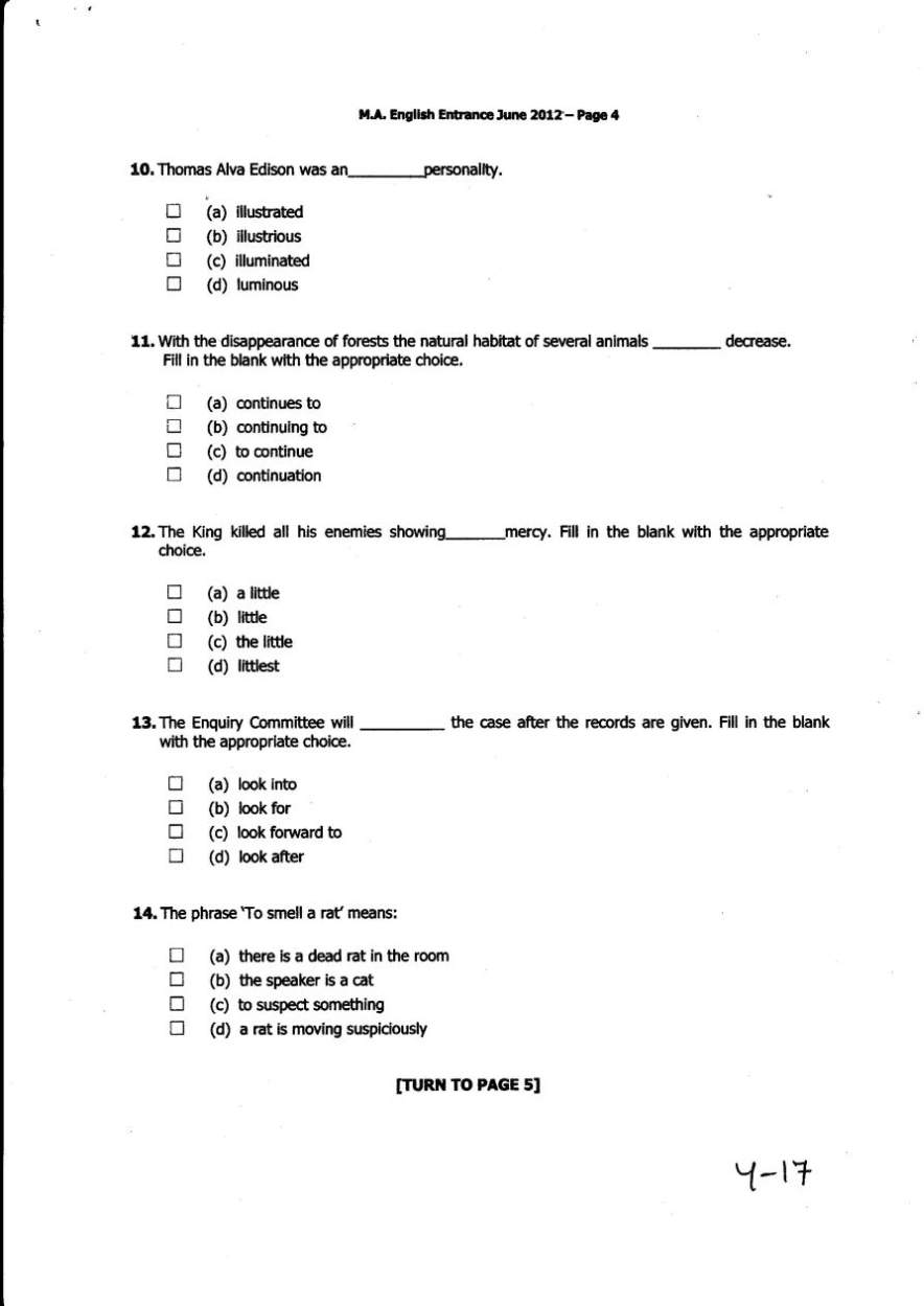 phd(english entrance exam sample paper)
