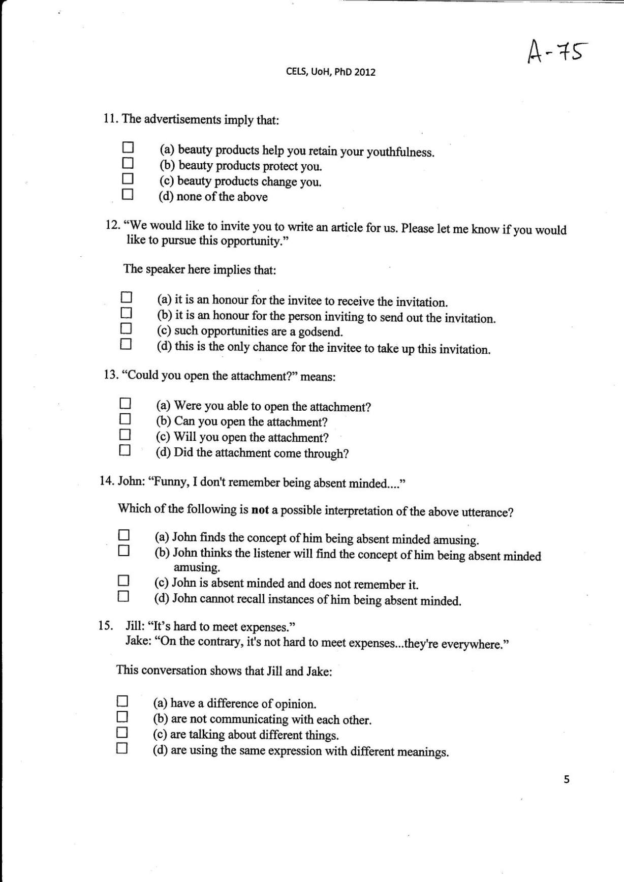 phd entrance exam question papers english literature pdf