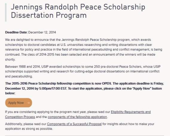 jennings randolph peace scholarship dissertation program
