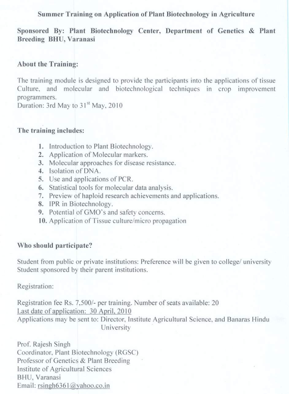 Biotechnology Summer Training Institutes 2023 2024 Student Forum