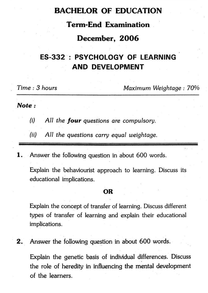 ignou 1st year assignment question paper