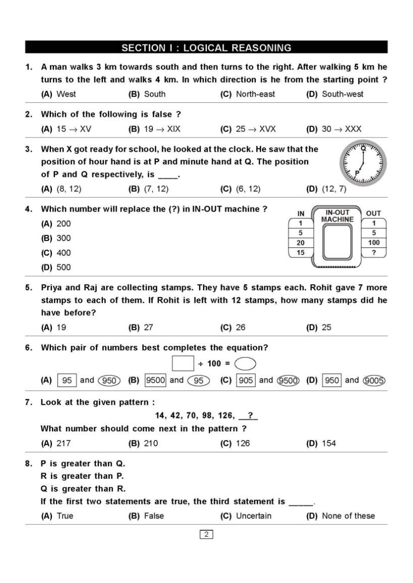 Class Vi Maths Olympiad Exam Sample Question Papers 2020