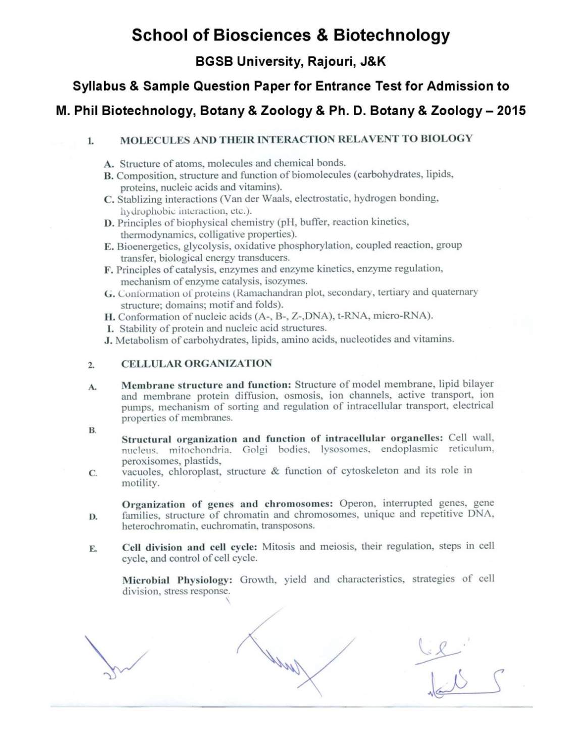 Ph.D entrance exam(Zoology) question paper - 2023 2024 Student Forum