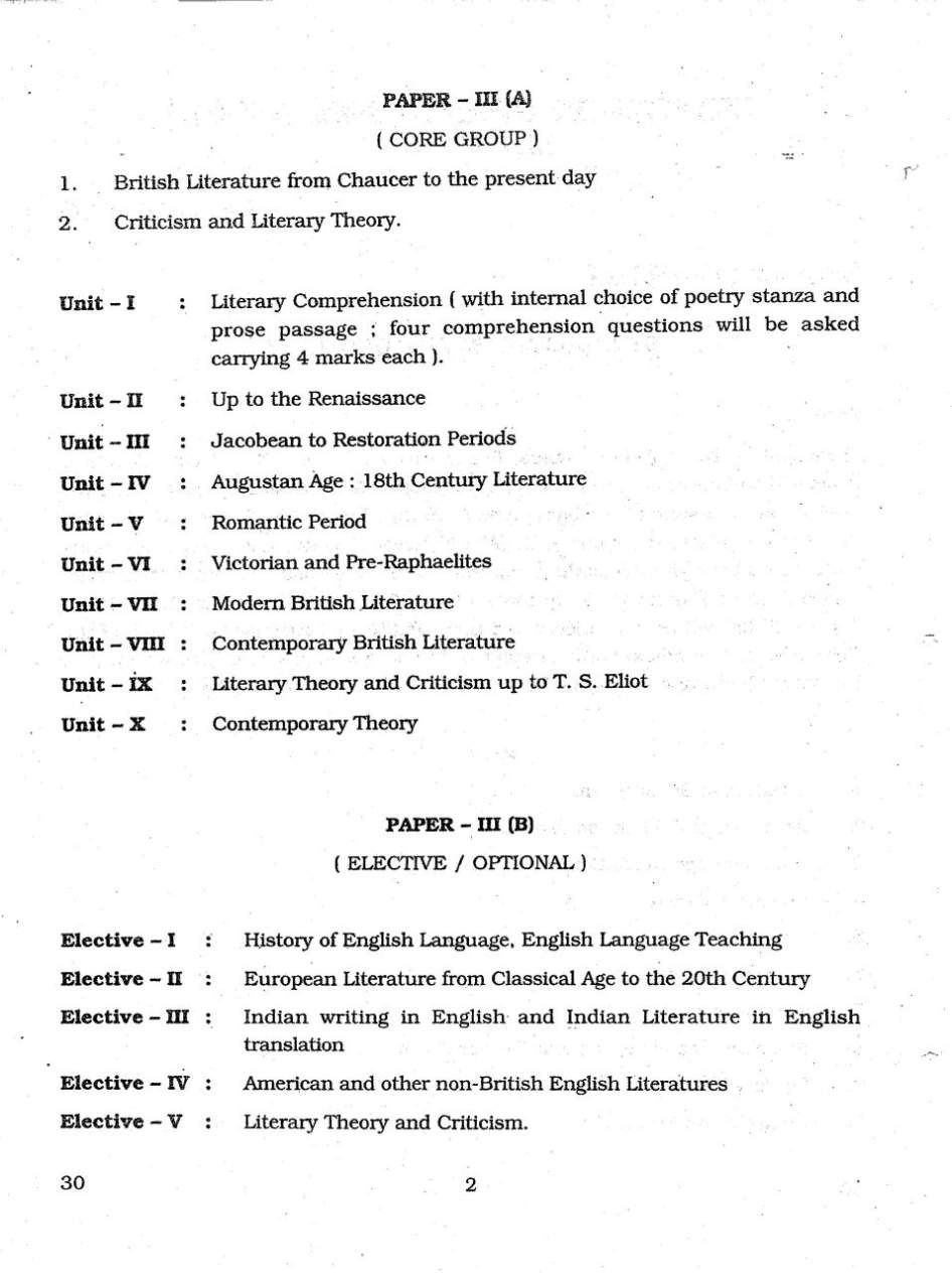 syllabus for phd entrance exam in english literature