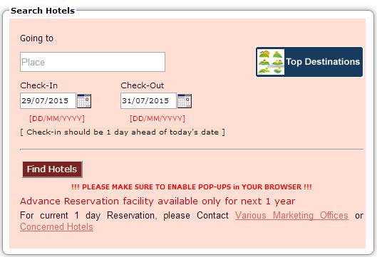 hp tourism online hotel booking