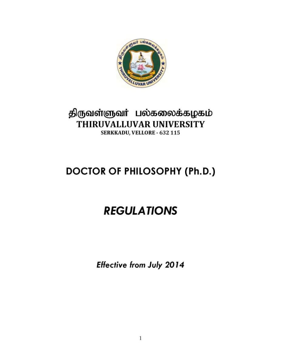 phd application thiruvalluvar university