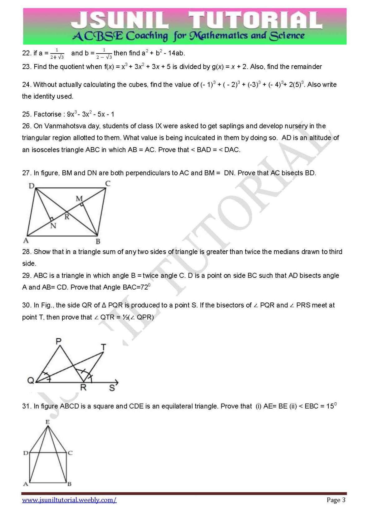 IX CBSE Maths Question Paper 2023 2024 Student Forum