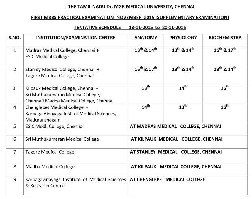 DR MGR University Time Table 2023 2024 Student Forum