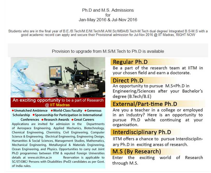 IIT Madras PHD Online Application 