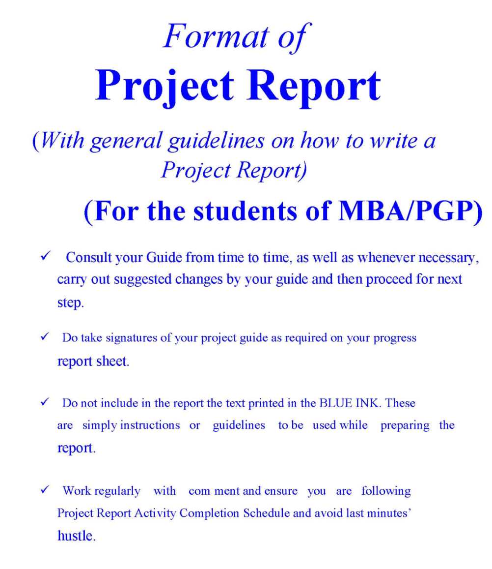 format for writing project report