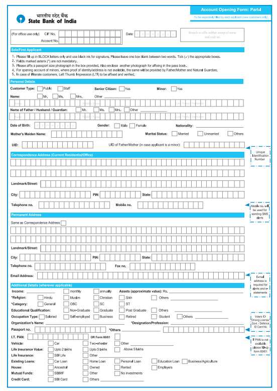 state bank of india registration form