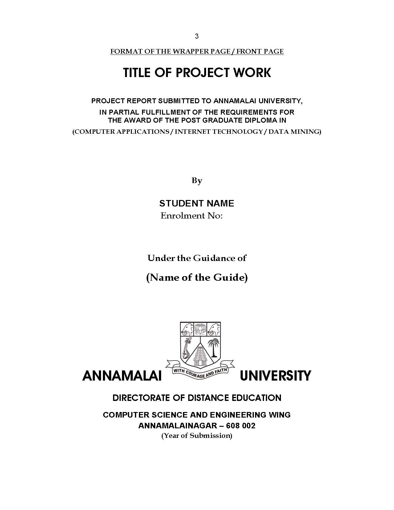 annamalai university assignment front page pdf