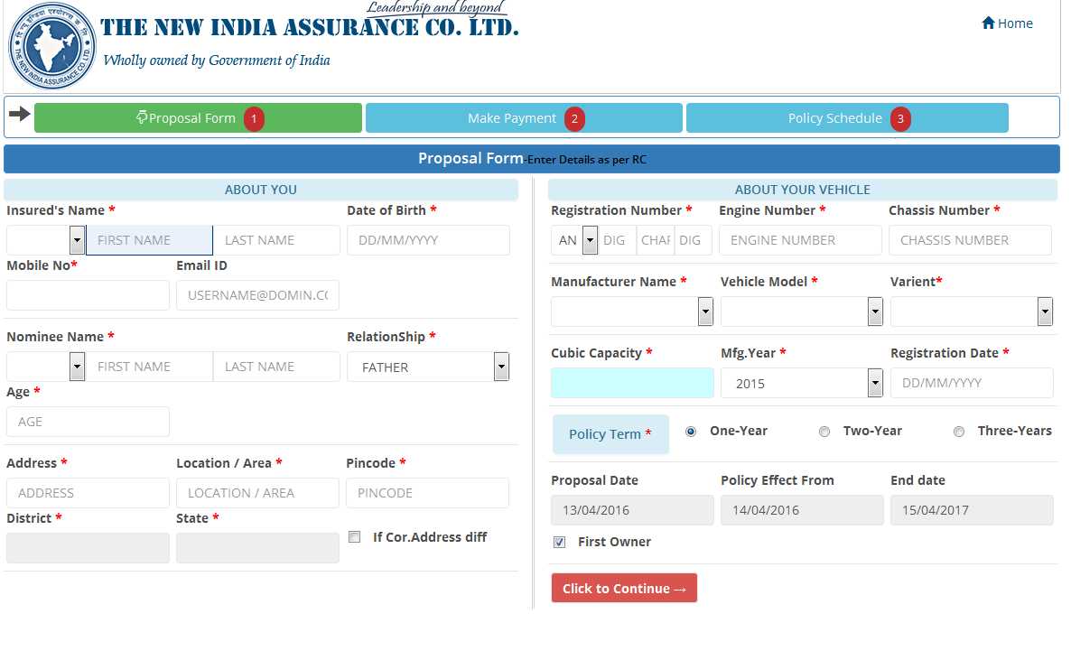 Online The New India Assurance 