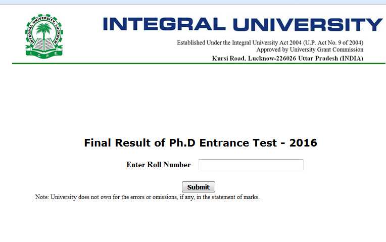 phd interview result integral university