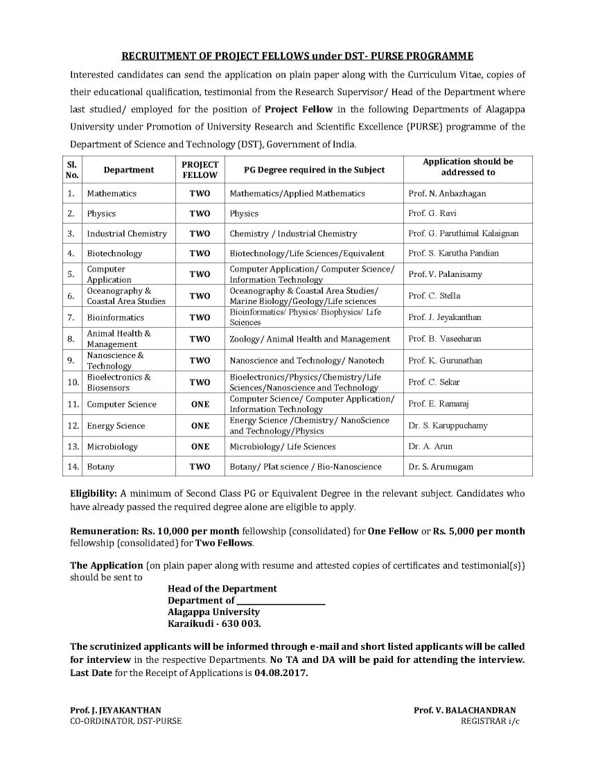 Application Form in Alagappa University 2