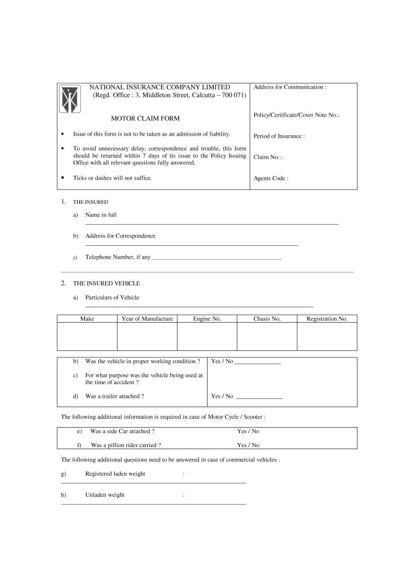 Claim Form National Insurance Company Download - 2021 2022 Student Forum