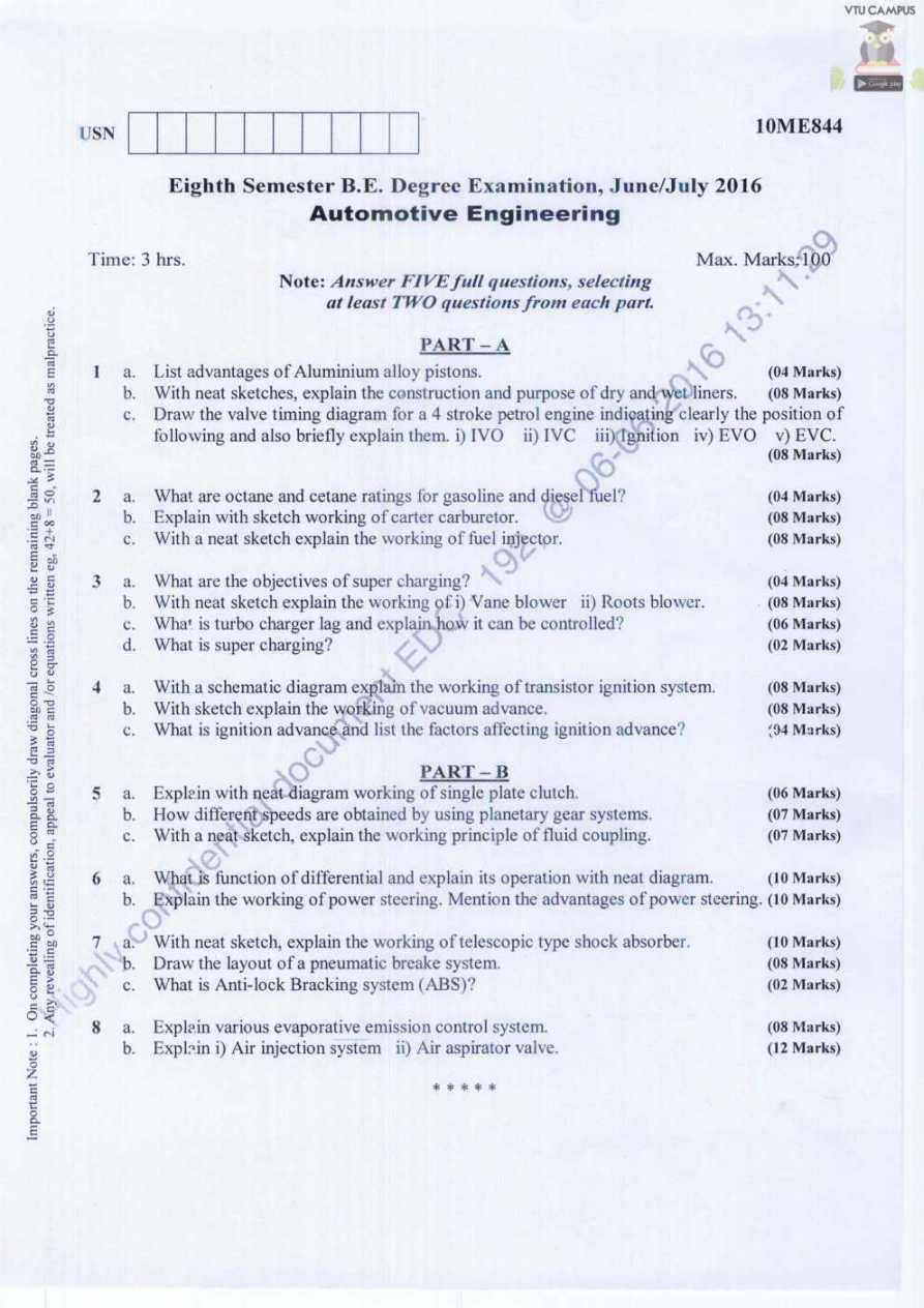Mechanical Engineering Question Papers VTU - 2023 2024 Student Forum