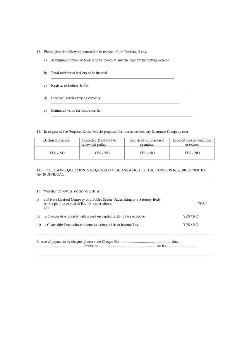 National Insurance Co Ltd Proposal Form - 2023 2024 Student Forum
