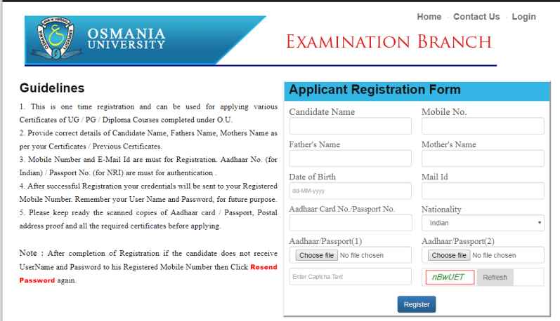 OD Application Form For Osmania University - 2023 2024 Student Forum