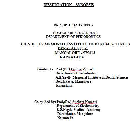 good thesis topics for periodontics
