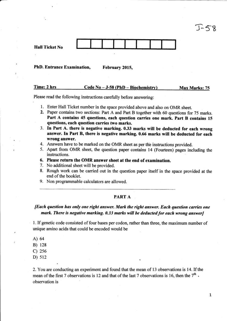 university of hyderabad phd question paper