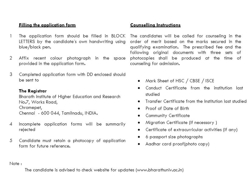 bharath university phd application form