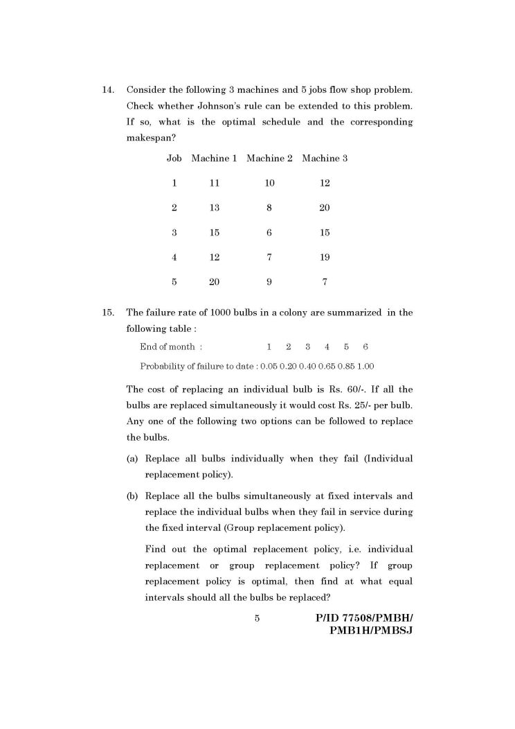 mba operation research question paper 2020