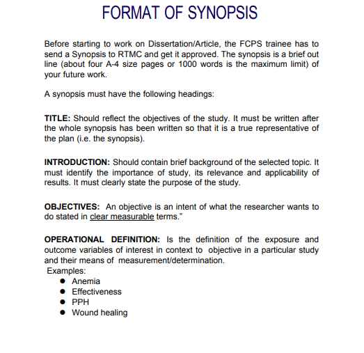 Synopsis Format IIT Madras 1 