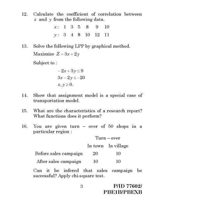 quantitative and research methods in business question paper madras university