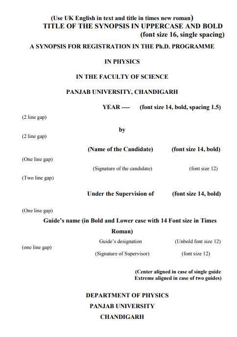 pondicherry university thesis format