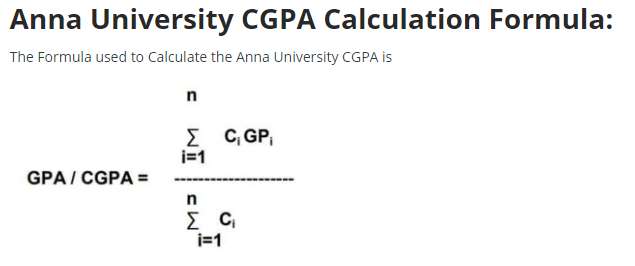 how to calculate gpa for anna university chennai