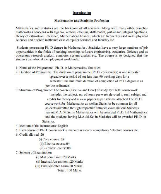 phd in mathematics syllabus