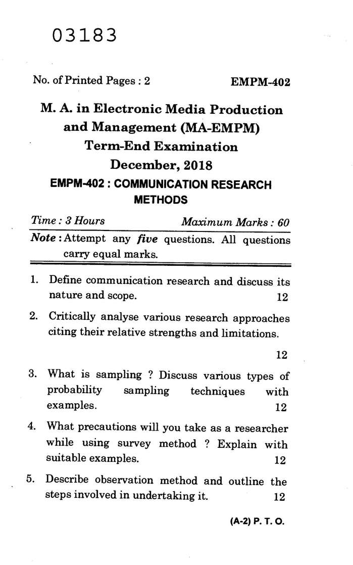 m.com research methodology question paper